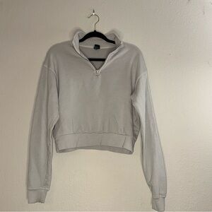 Universal Thread Cropped Quarter-Zip Sweatshirt - Light Gray